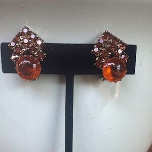 Elegant Vintage Kafin Amber Earrings